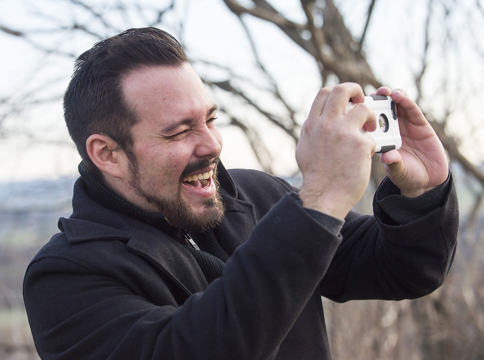 Jeremy Smiles while filming